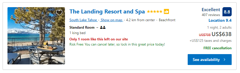 example of low stock as fomo advertising booking.com