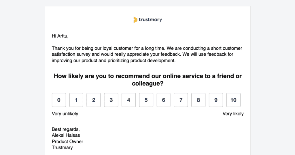 email nps survey
