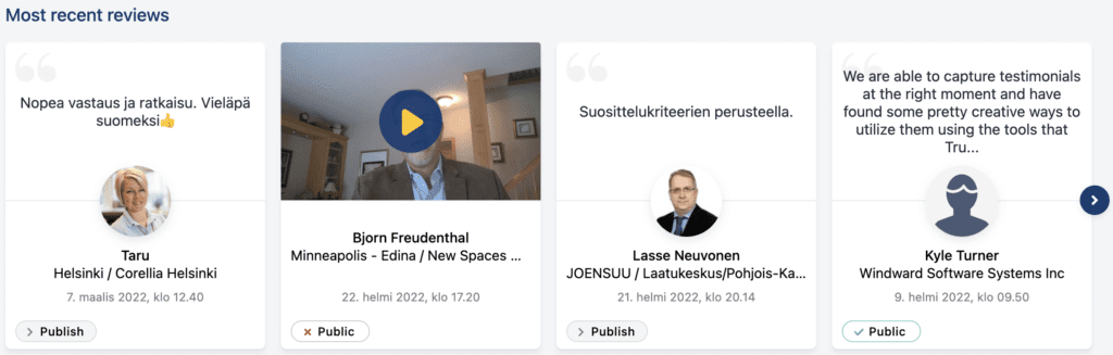 julkaise suositukset helposti