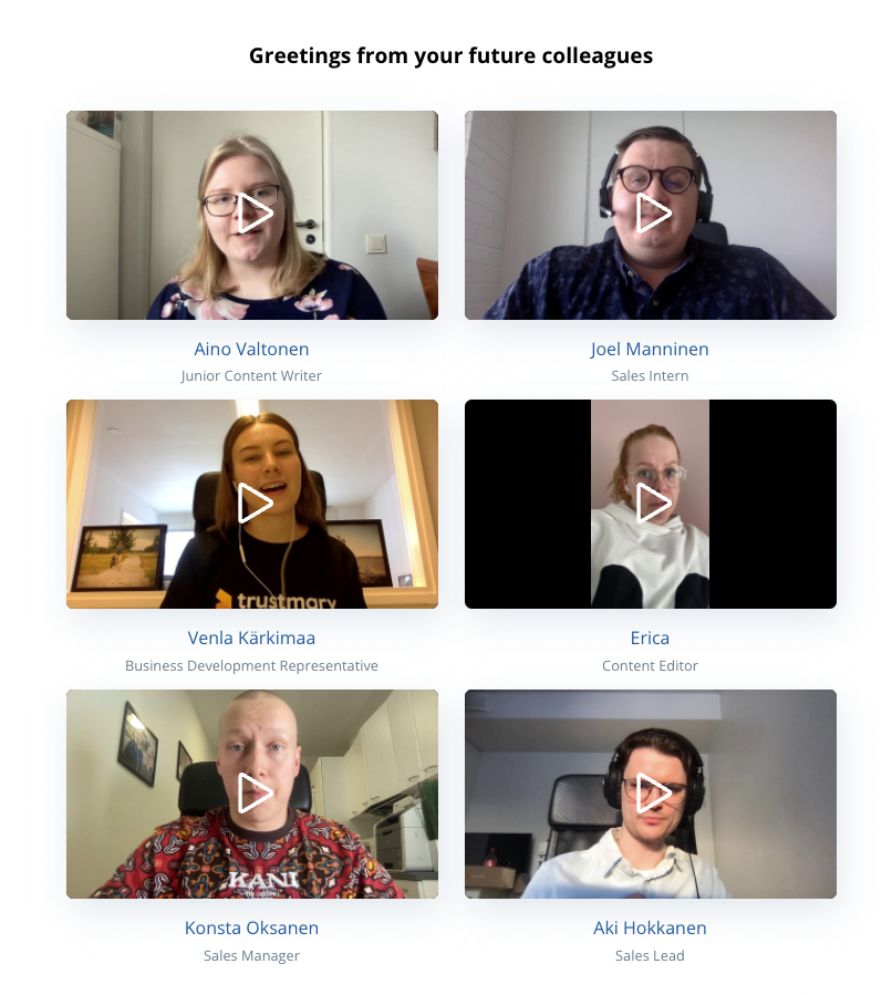 example of selfie-video video testimonials from employees