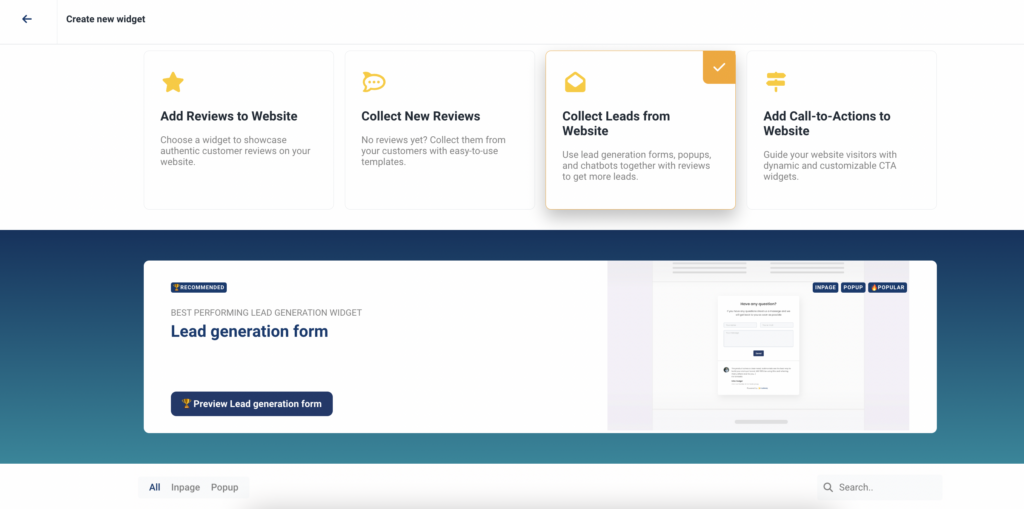 create a lead generation widget