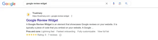 google search result review snippet