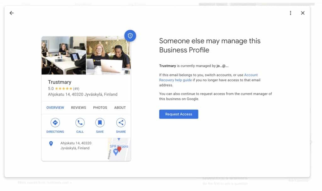 request access to google business profile