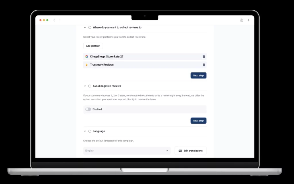set up a review campaign and avoid getting negative reviews in the future