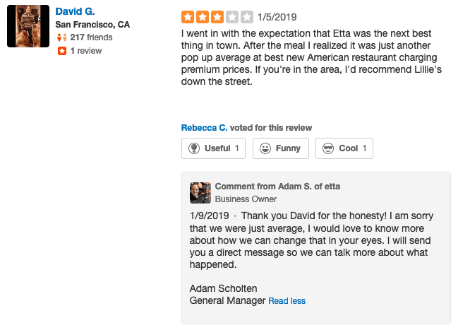 responding to reviews can be an opportunity to turn the situation around