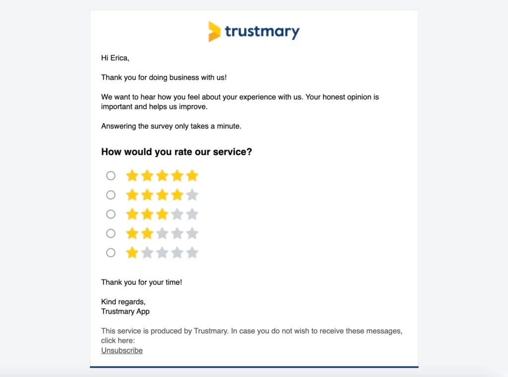 best review campaign email can be created in minutes with Trustmary