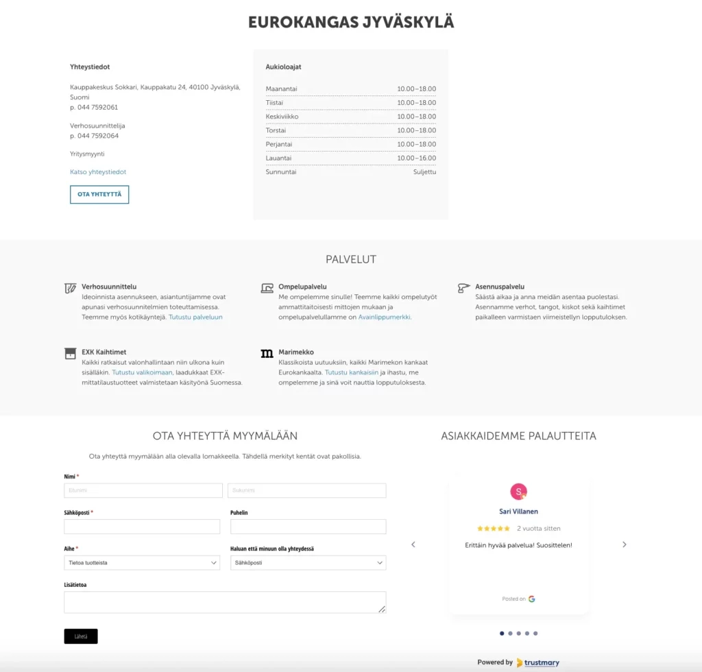 Kontaktformular auf der Website, das auch als Social Proof dient, um das Vertrauen zu stärken