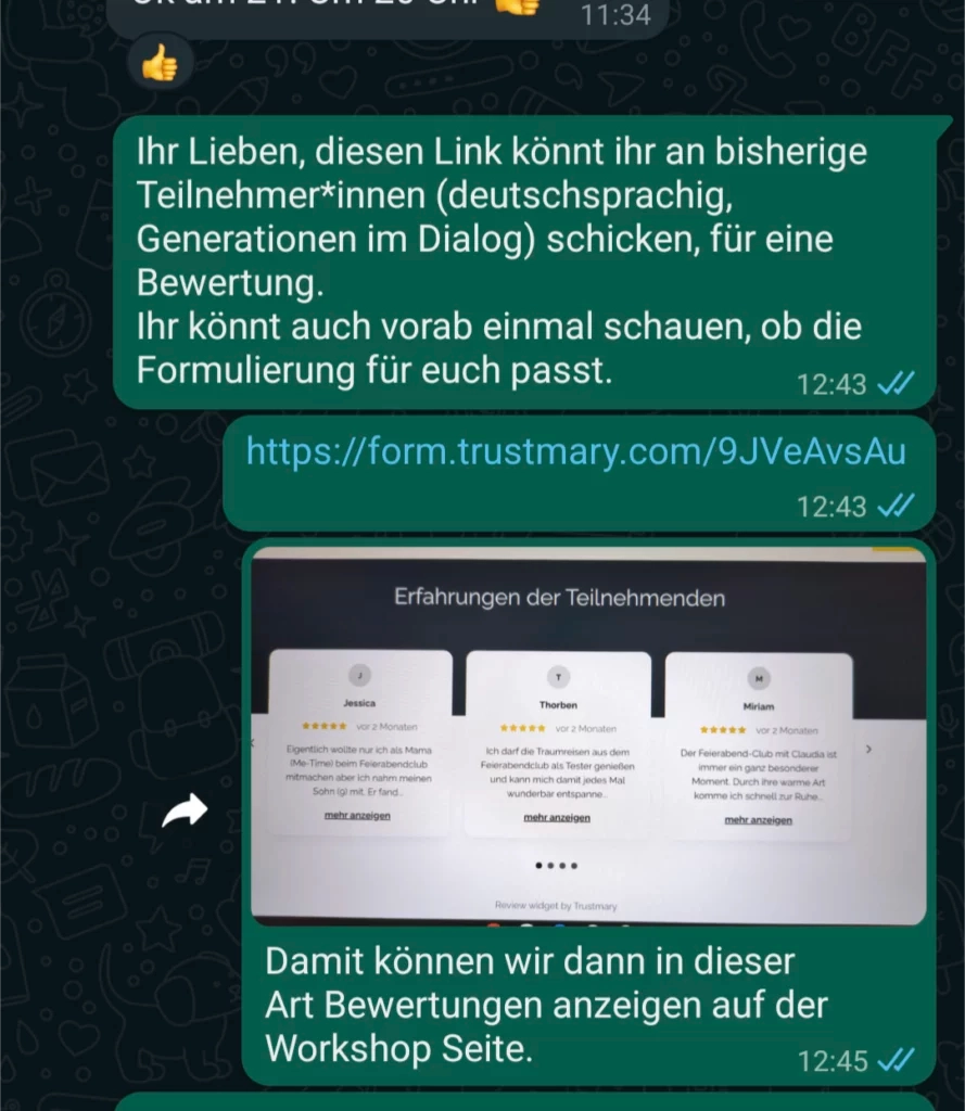 Bewertungen zu erhalten für verschiedene Kurse ist einfach mit Trustmary