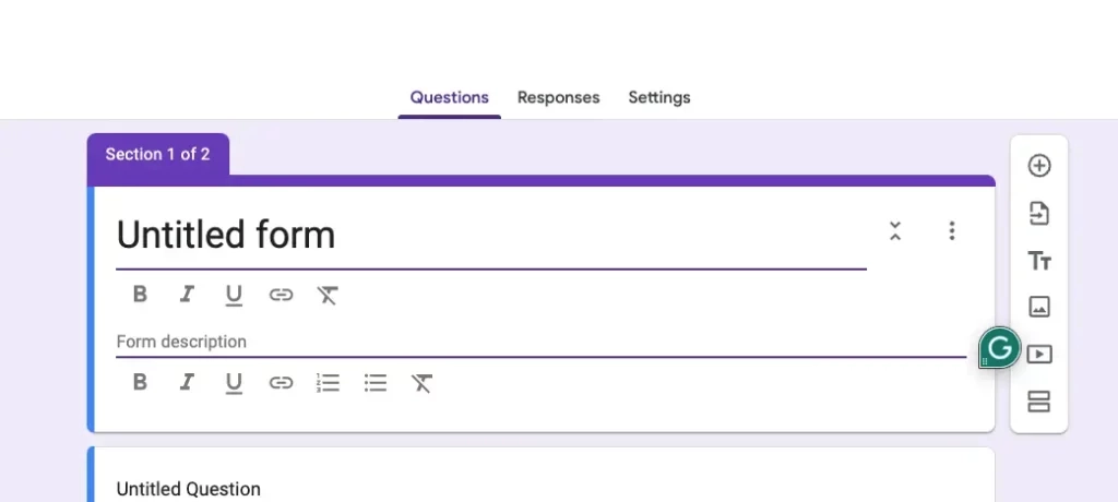 add title and description to google form
