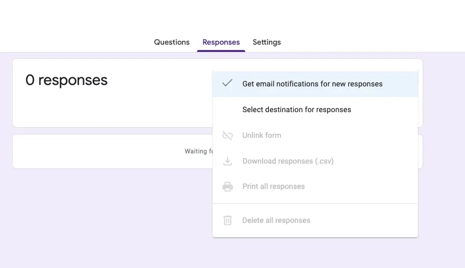 responses to google form