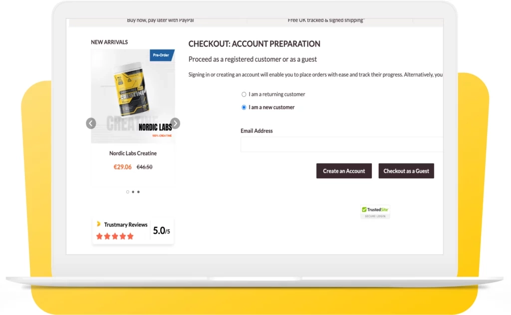 reviews at checkout page improve conversions just sarms has added one to their checkout