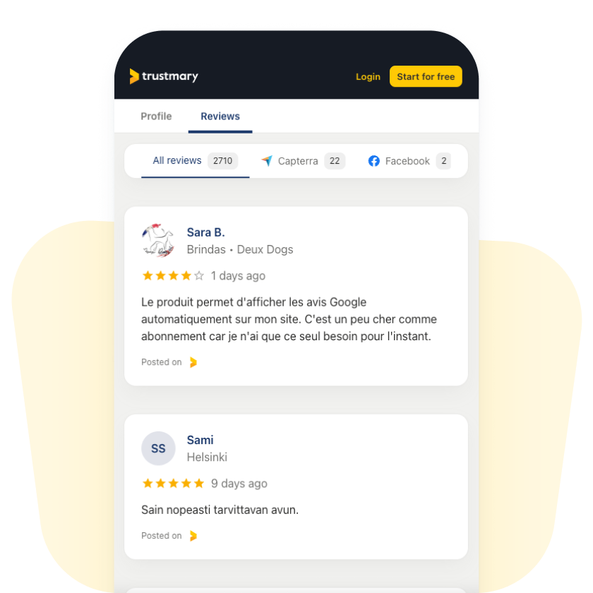 add reviews to website