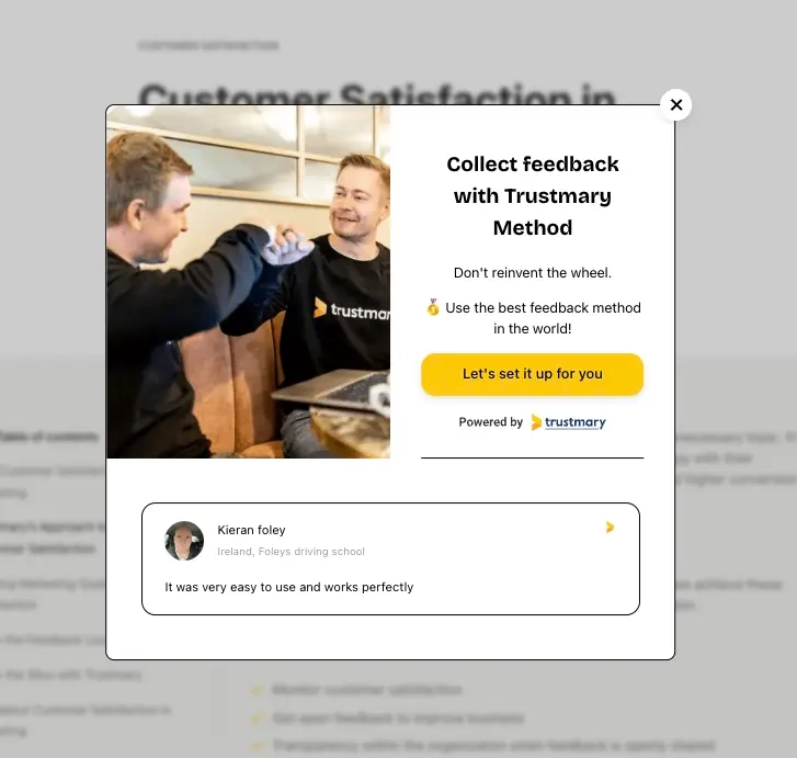 cta in an exit intent popup