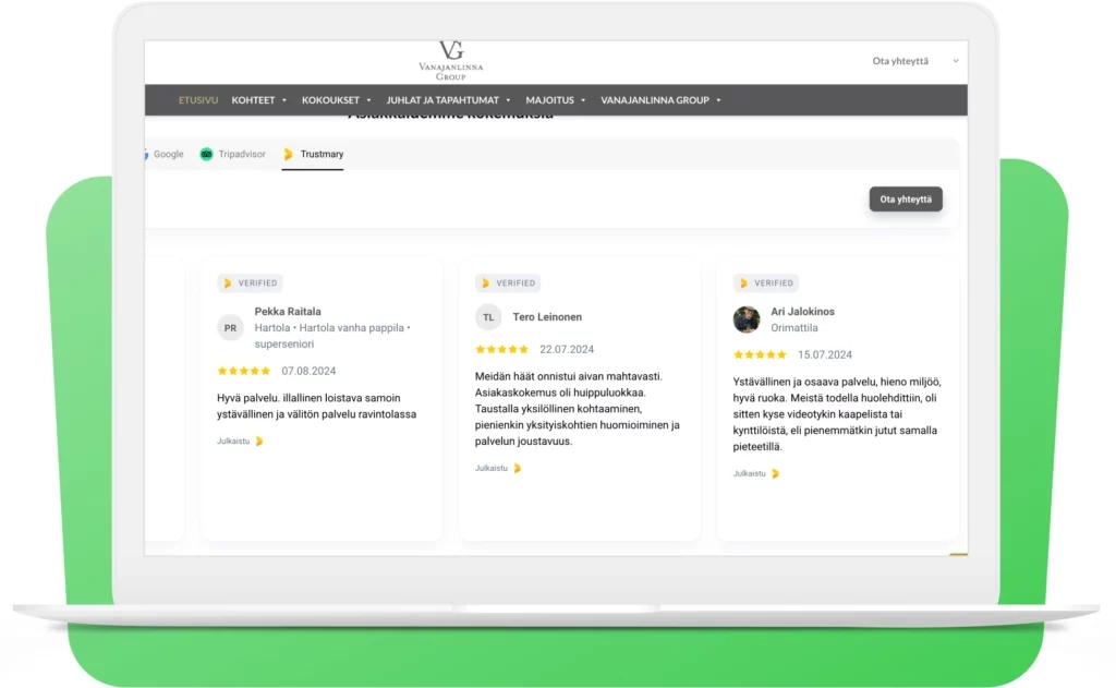 El widget vanajanlinna genera confianza en el sitio web