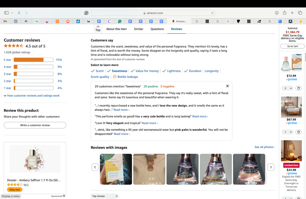 Screenshot of AI-powered Amazon review summary