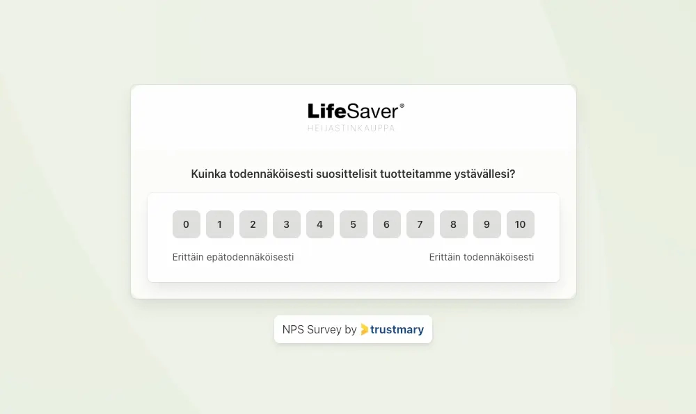 lifesaver yksinkertainen kysely