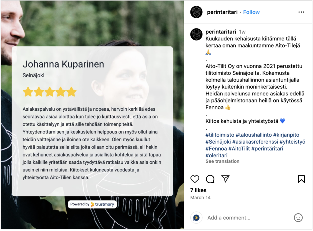 example of sharing customer feedback on social media