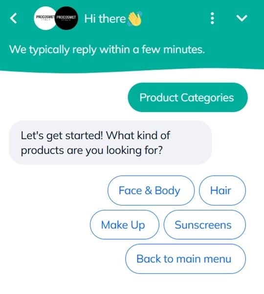 chatbot can introduce different product categories and help users navigate the website