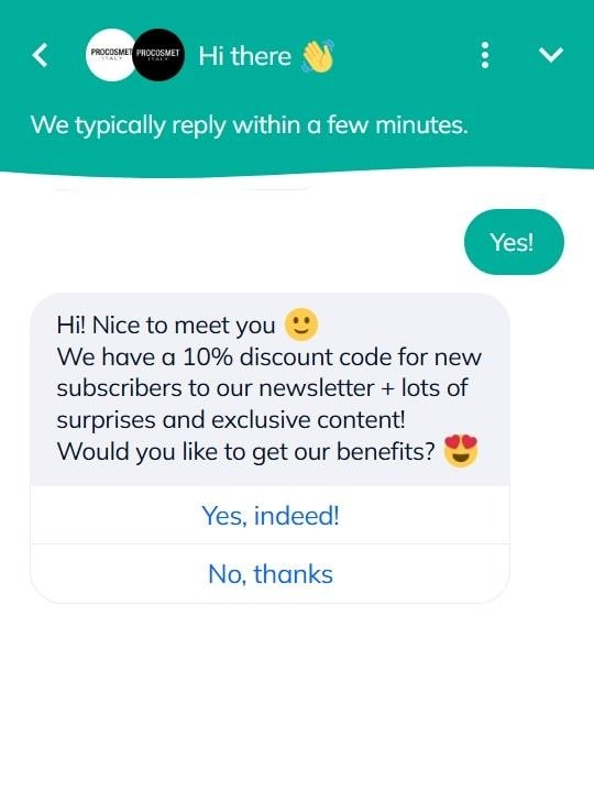 chatbot can generate leads by offering a discount and creating urgency
