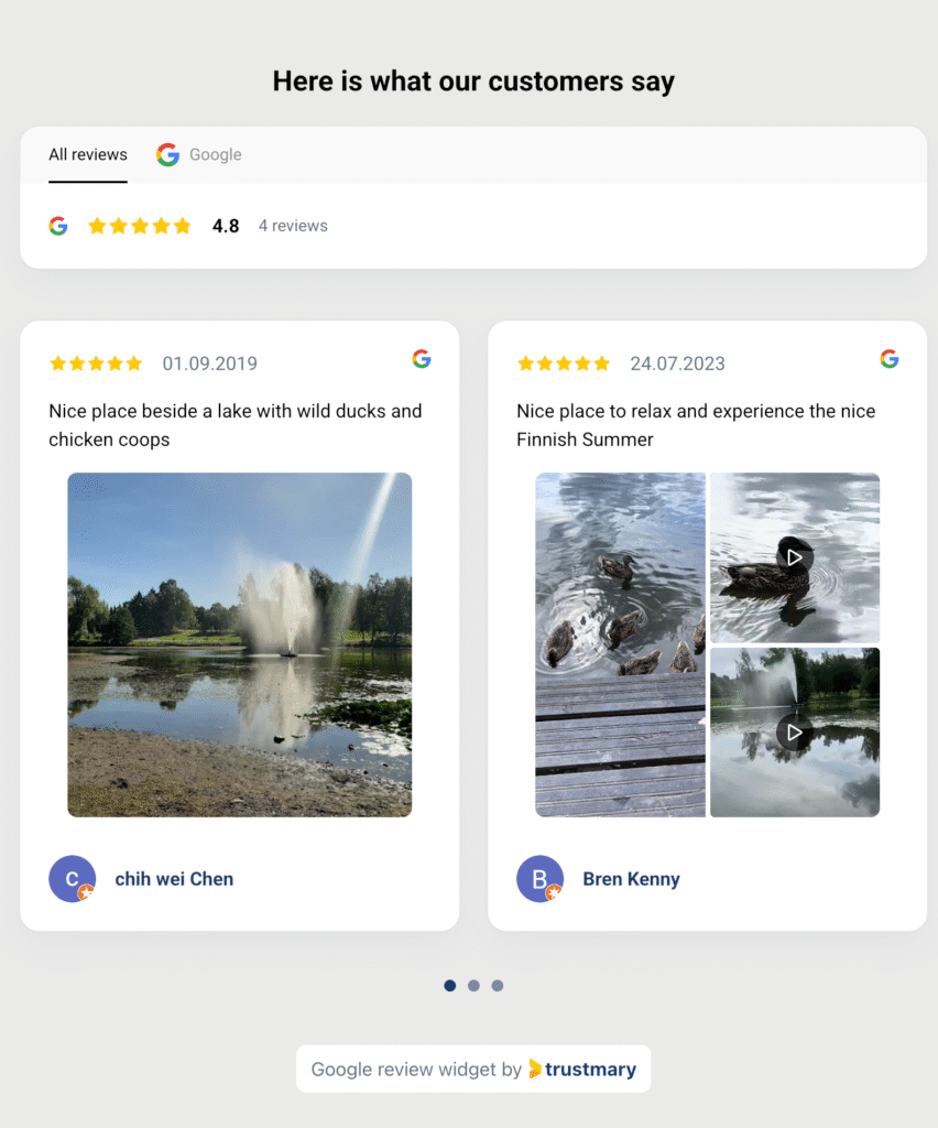 images and videos in a review widget