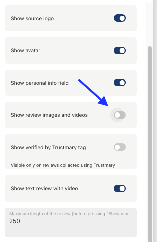 activate images and videos in the widget editor settings