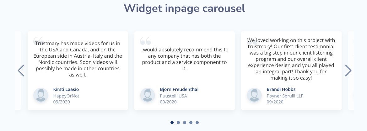display testimonials with widgets