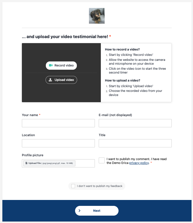 remote video testimonial template 