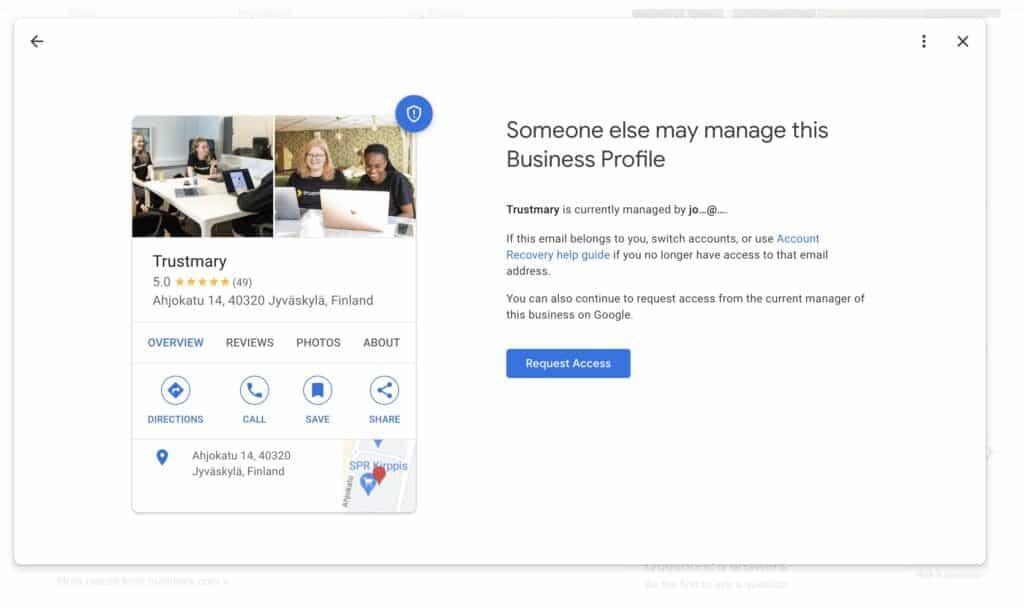 demandez l’accès au profil d’entreprise Google