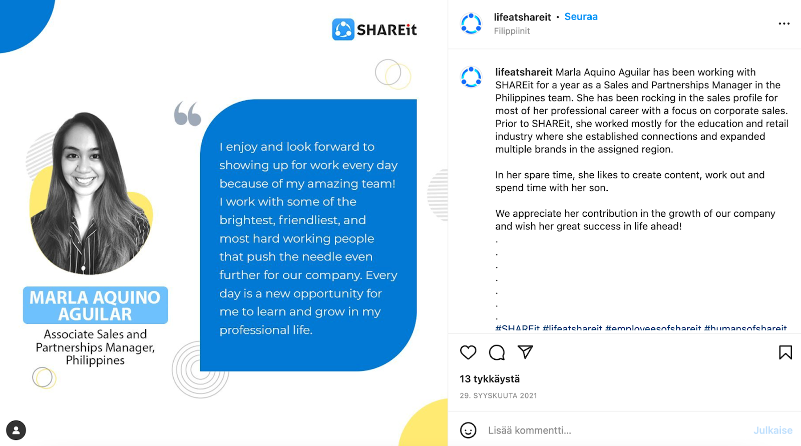 employee testimonial instagram
