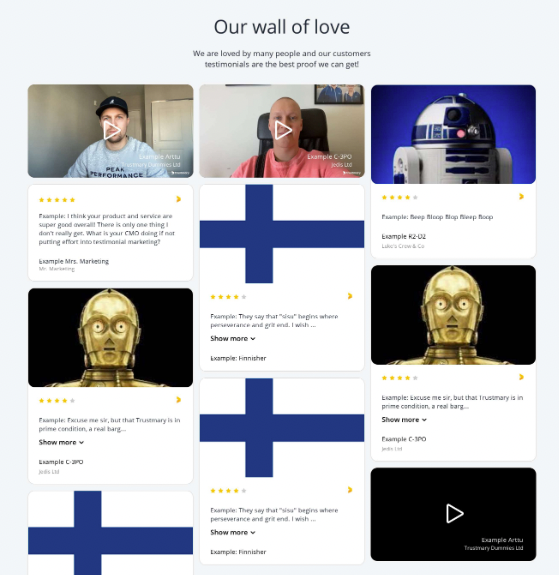 wall of love widget
