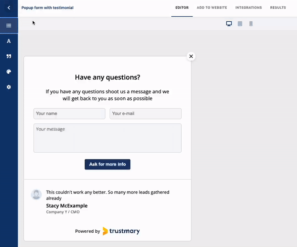 customize lead generation popup form