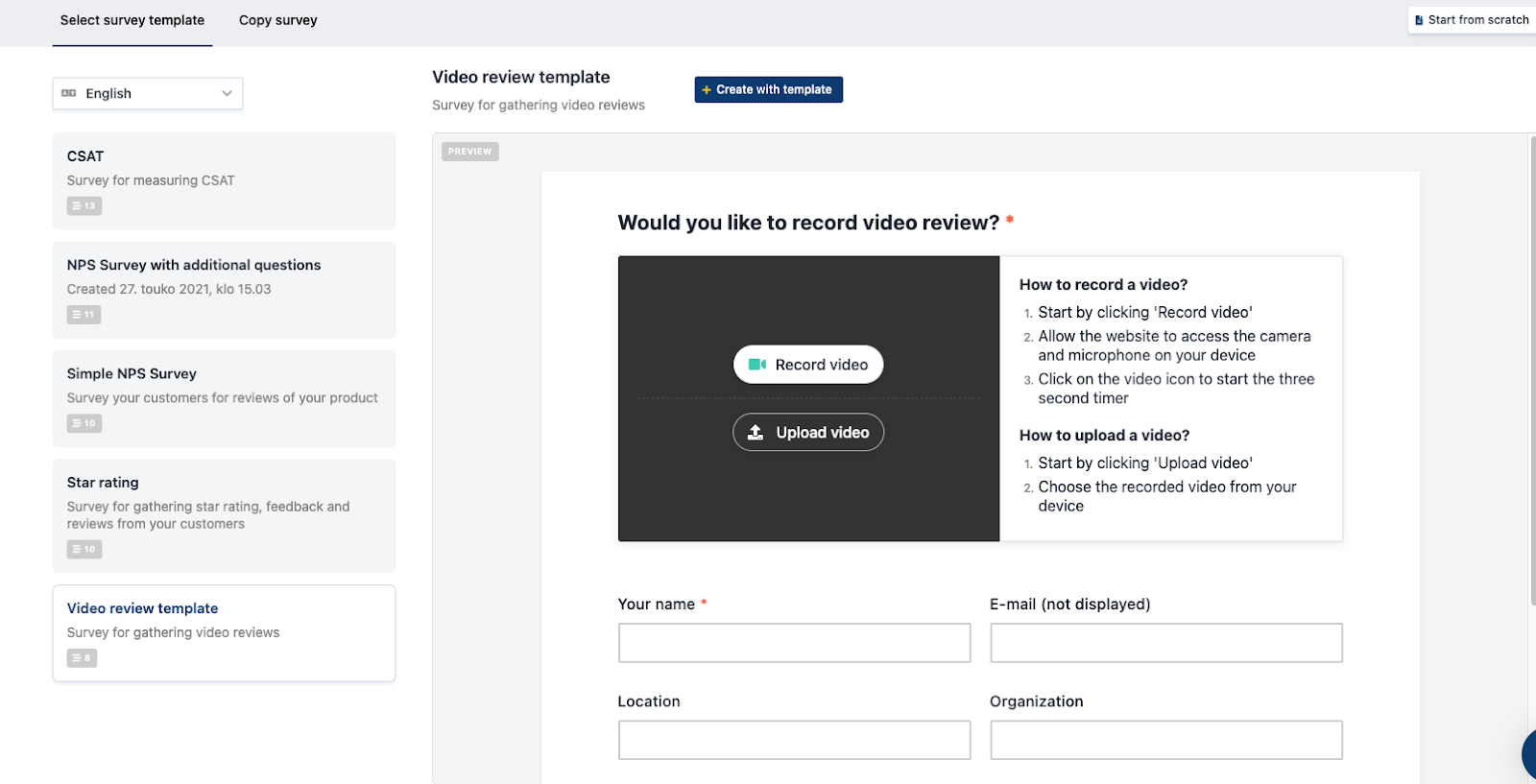 making a video testimonial request form