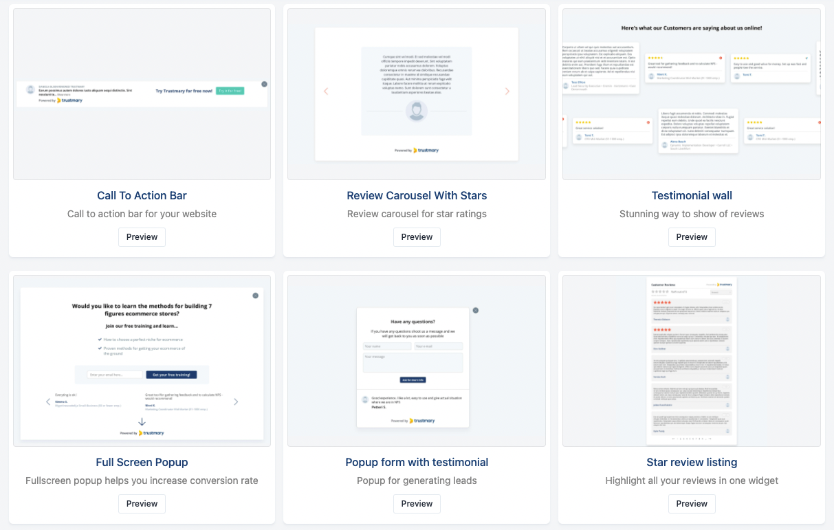 trustmary widgets