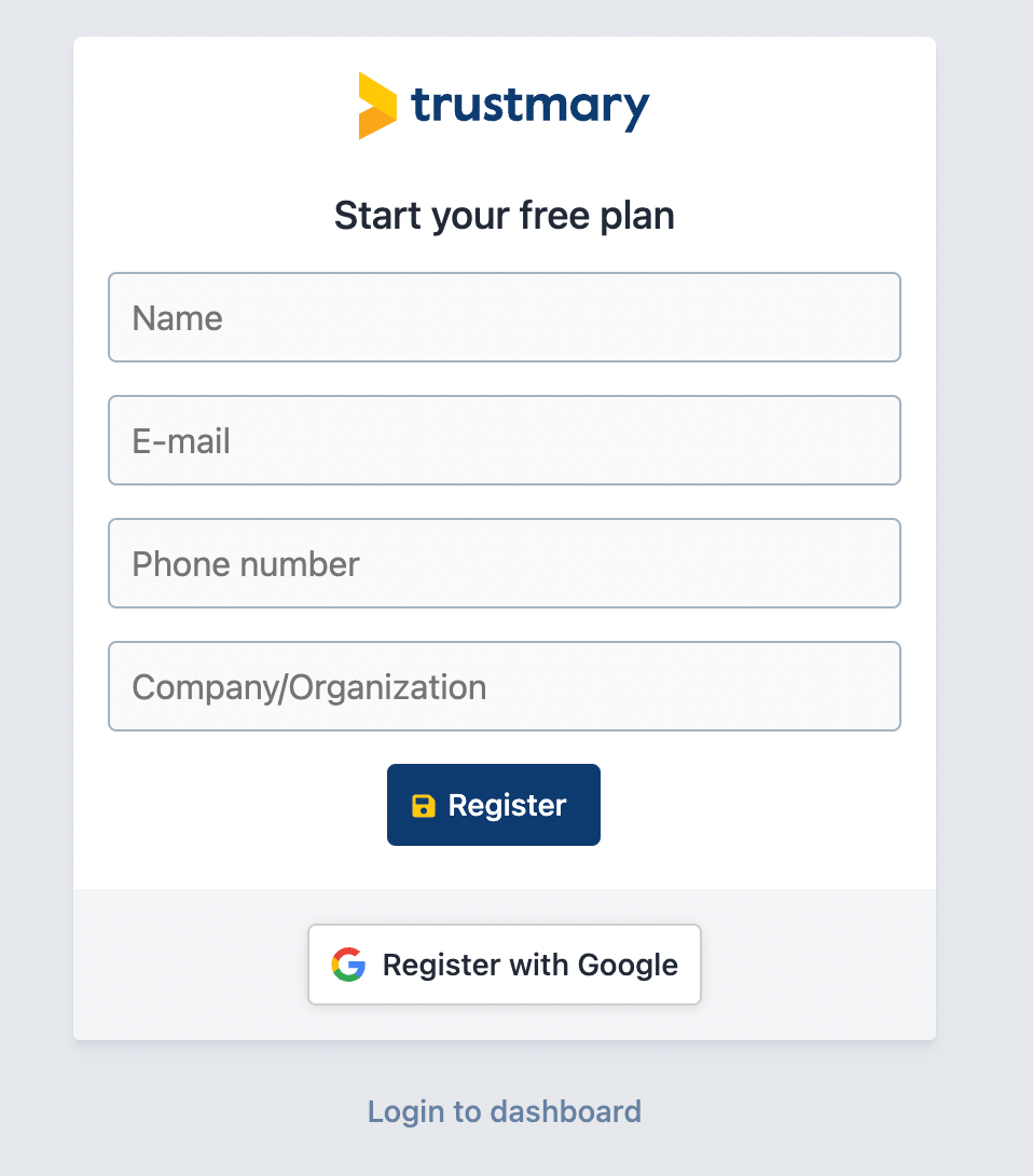 register to trustmary for free