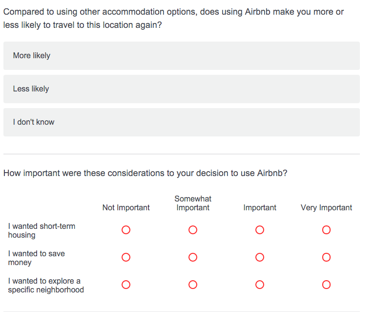 airbnb feedback form example