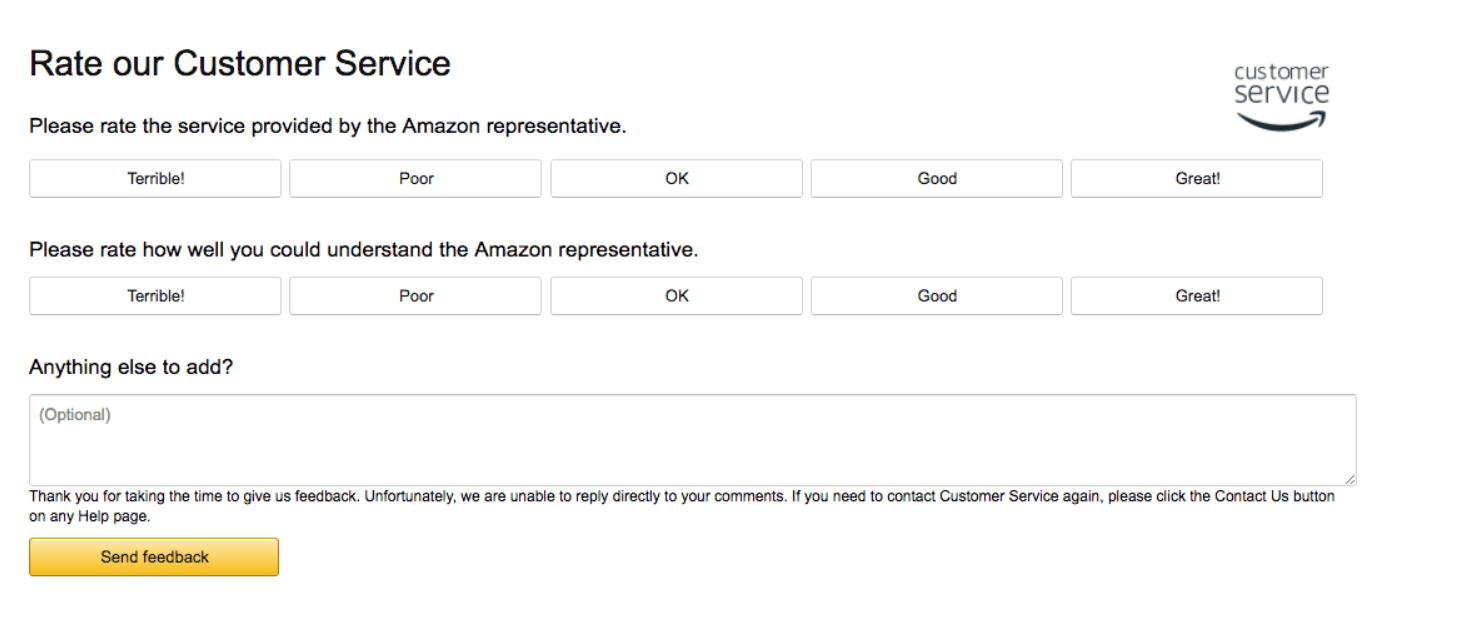 amazon example feedback question