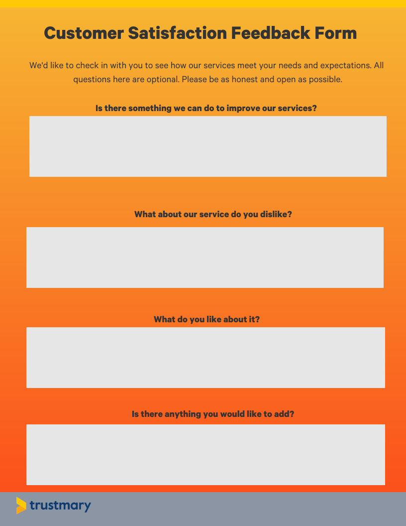 customer satisfaction feedback form