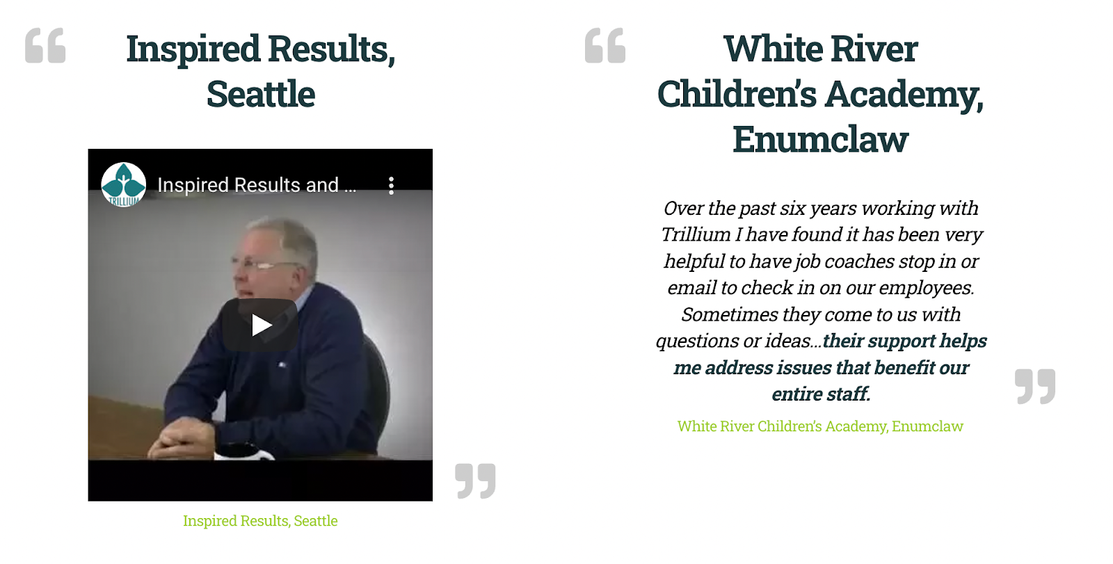 employer testimonials for staff provider