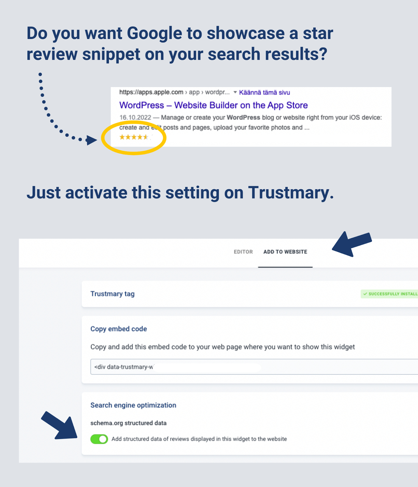 star review snippet to google search results