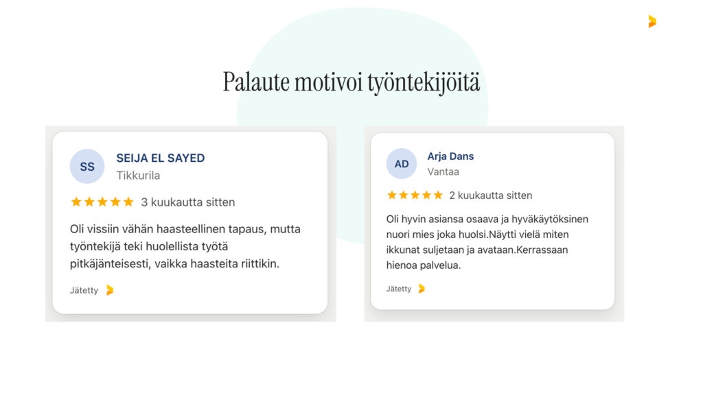 balkonserin työntekijöitä hyvä palaute motivoi