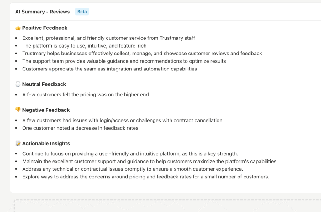 ai driven summary of reviews
