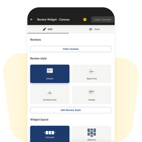 widget editor mobile view
