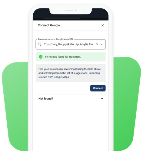 connect google by searching for your business or giving the google maps url
