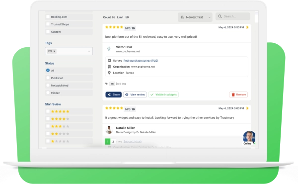 screenshot from Trustmary's review section