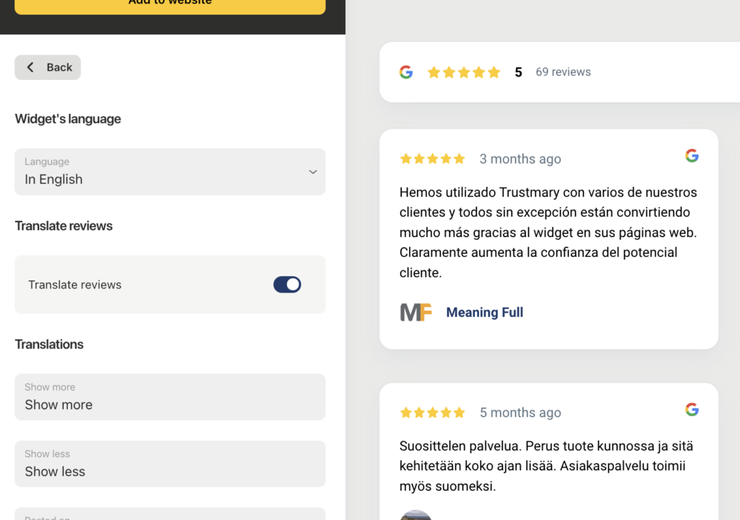 Translate Reviews Automatically