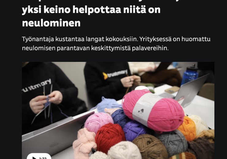 YLE Interviews Trustmary about Knitting and Well-Being at Work