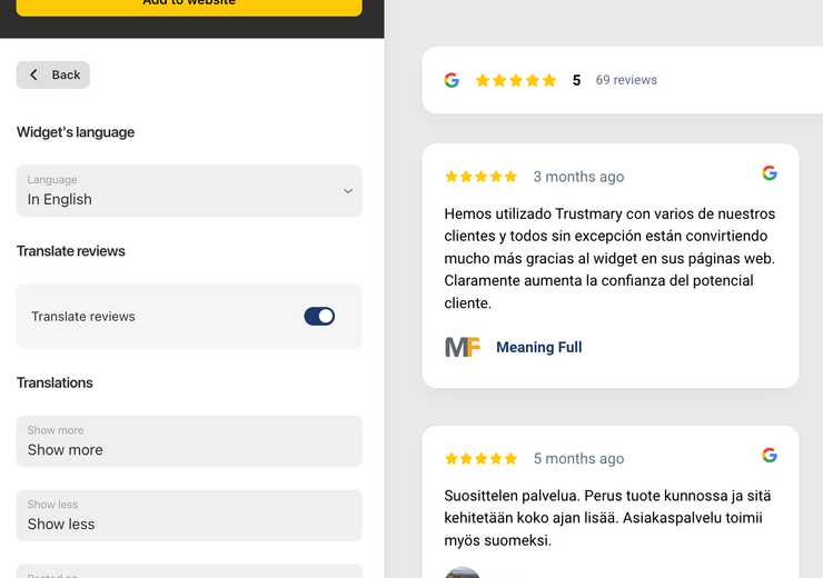 Translate Reviews Automatically