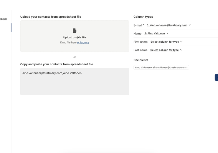 Add Contacts from Spreadsheets to Trustmary