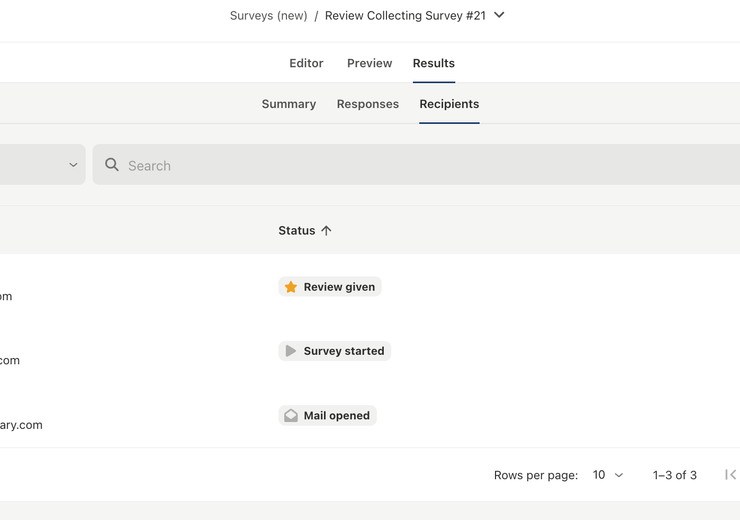 View the Status of Survey Recipients