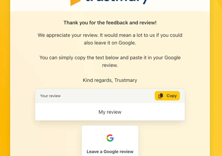 Copy review text to clipboard